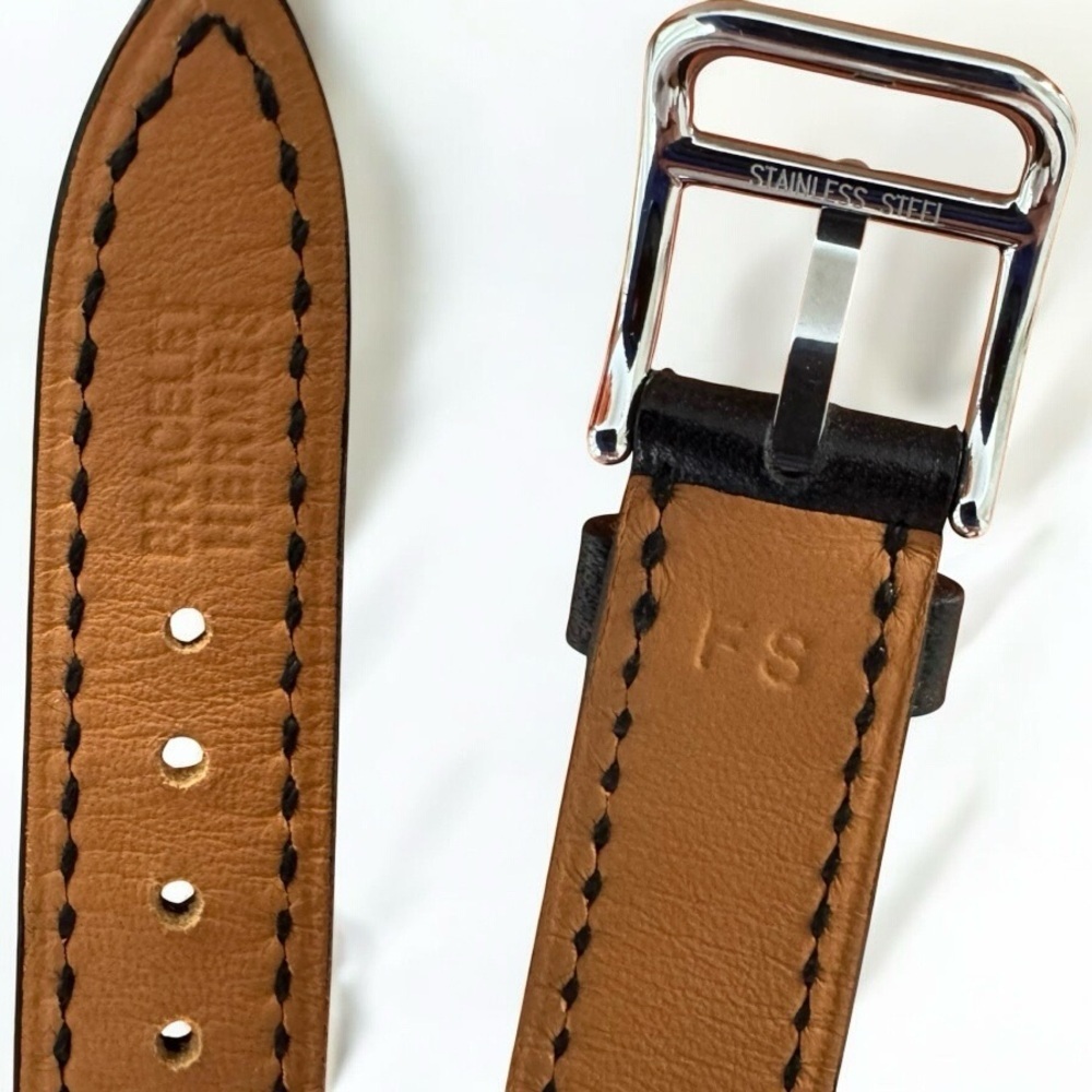 HERMÈS Kelly double tour PM 20 mm Hermès Black Leather Steel watch 3269061 NEW - Picture 13 of 17